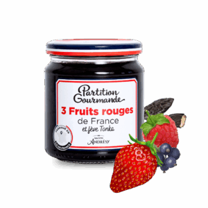 Partition Gourmande -3 Fruits Rouges de France et fêve Tonka - pot et ingrédients