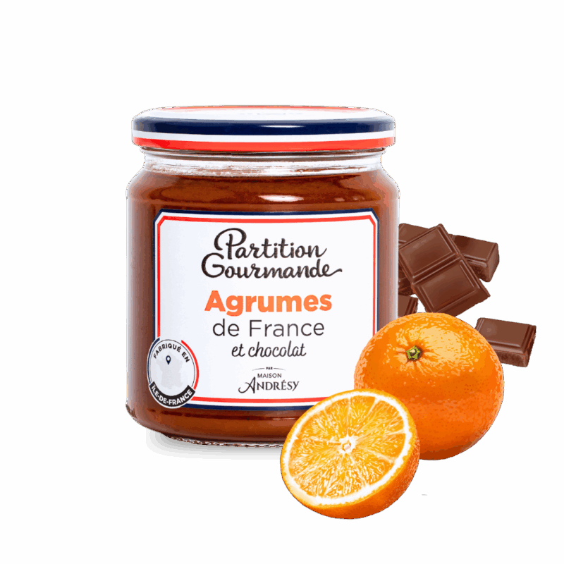 Partition Gourmande - Agrumes de France et chocolat - pot et ingrédients