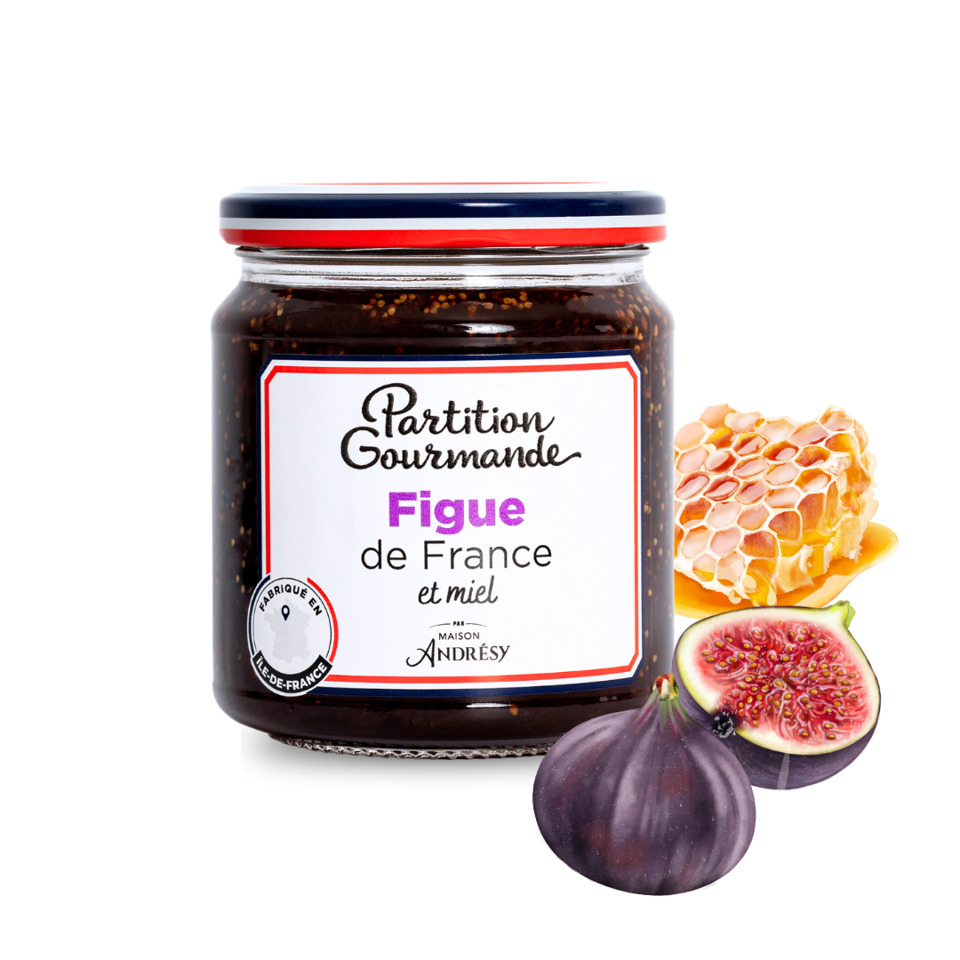 Partition Gourmande - Figues de France et miel - pot et ingrédients